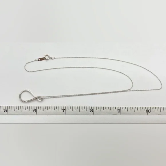 10k Solid White Gold Necklace With Infinity 10k Genuine Diamond Pendant - Picture 7 of 11